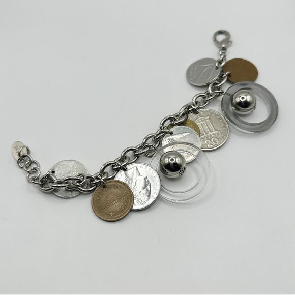 FIRENZE Falsi Gioielli Charm Bracelet Coin Money Transit Token Silver tone Italy - Picture 4 of 15